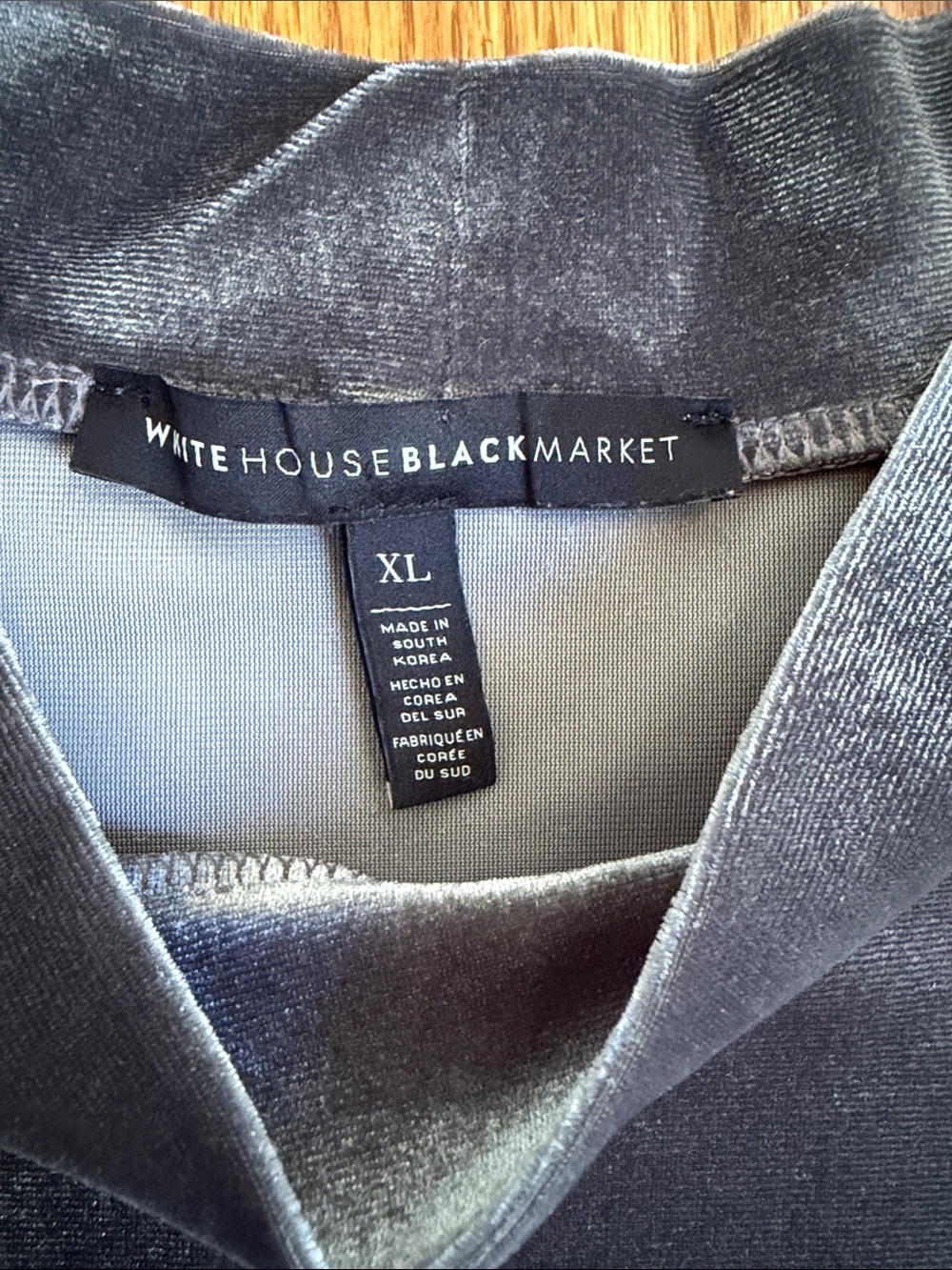 White House Black Market Gray Velvet Short Sleeve Dress w/elastic belt. Size: XL - Picture 5 of 10
